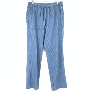 Orvis Casual Pants Womens Size Medium Elastic Drawstring Waist Striped Blue